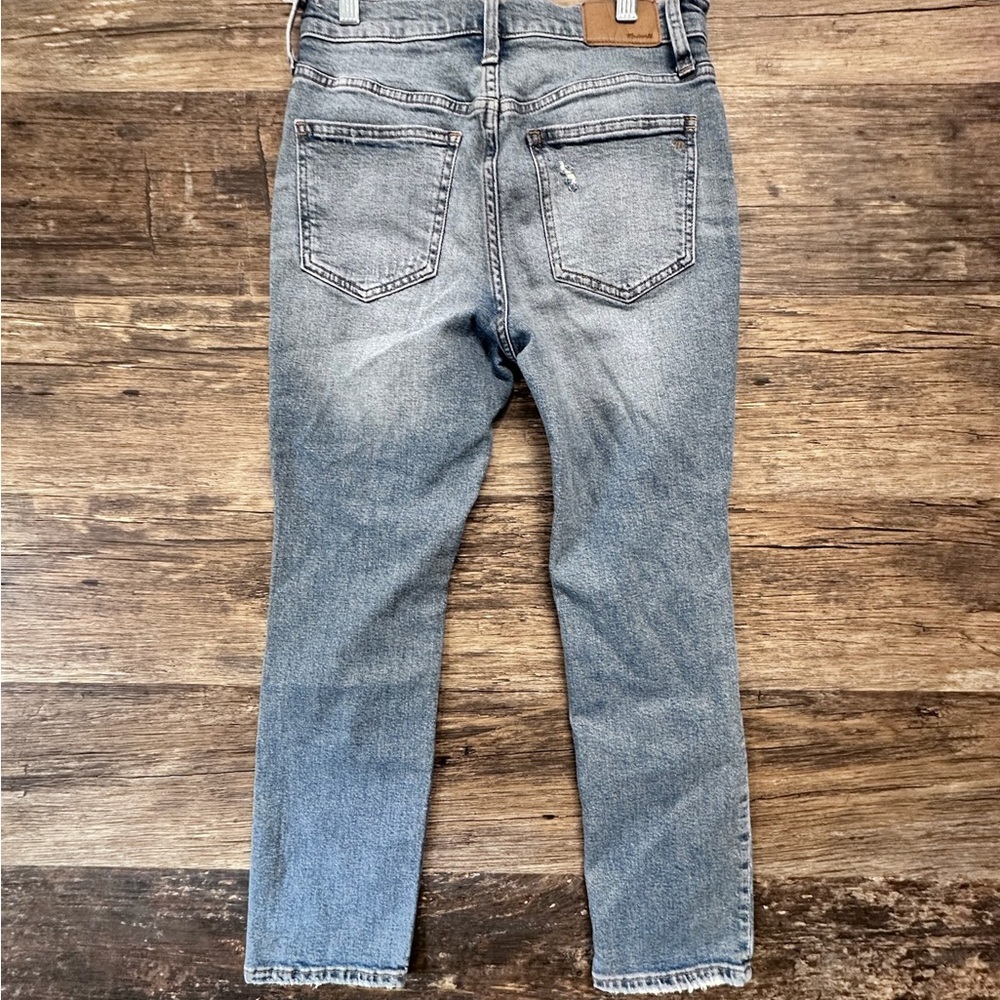 Madewell Blue Distressed Straight Leg Light Wash Jeans - Picture 2 of 10